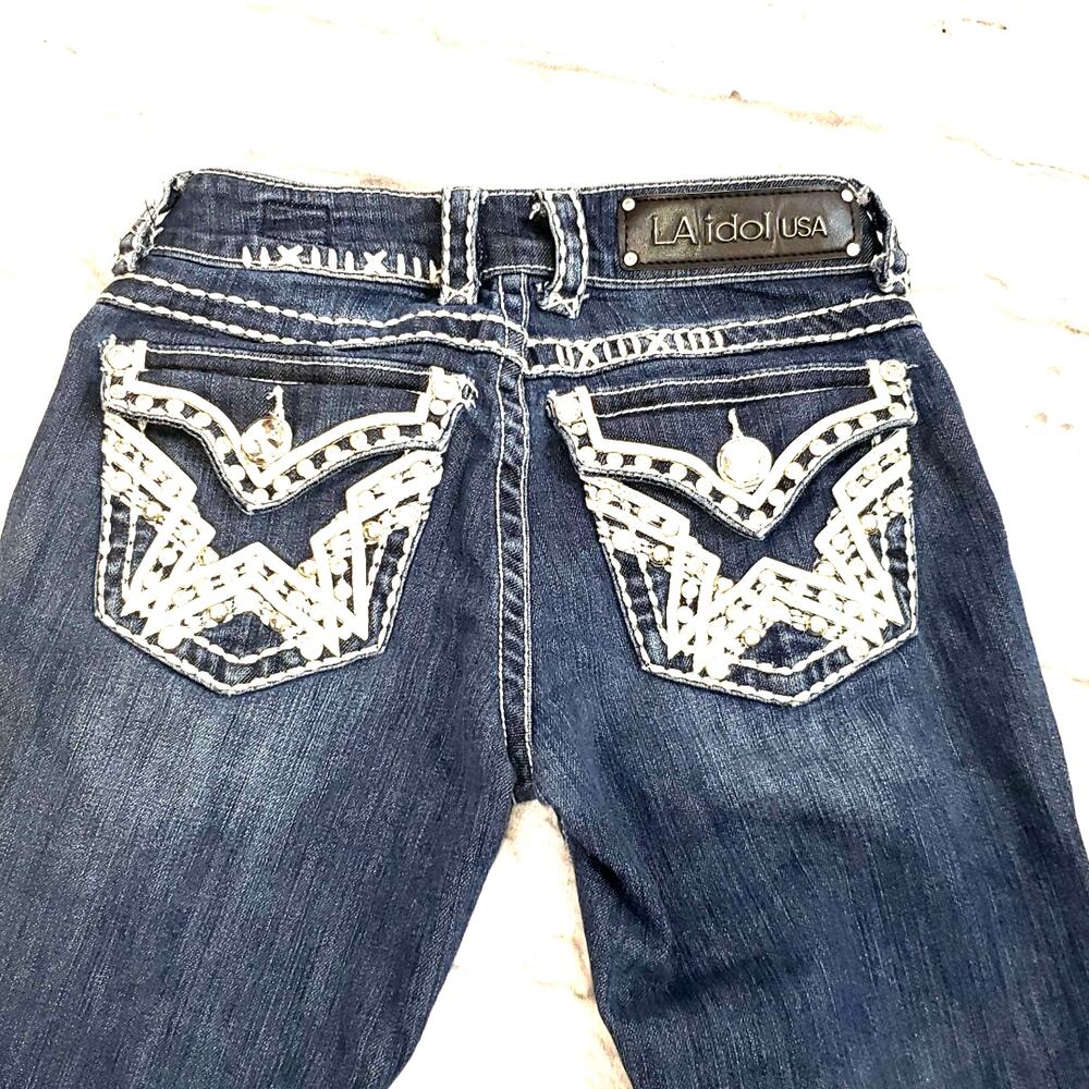 LA Idol Y2K style embellished Boot cut Jeans size 1/27 - Picture 7 of 8